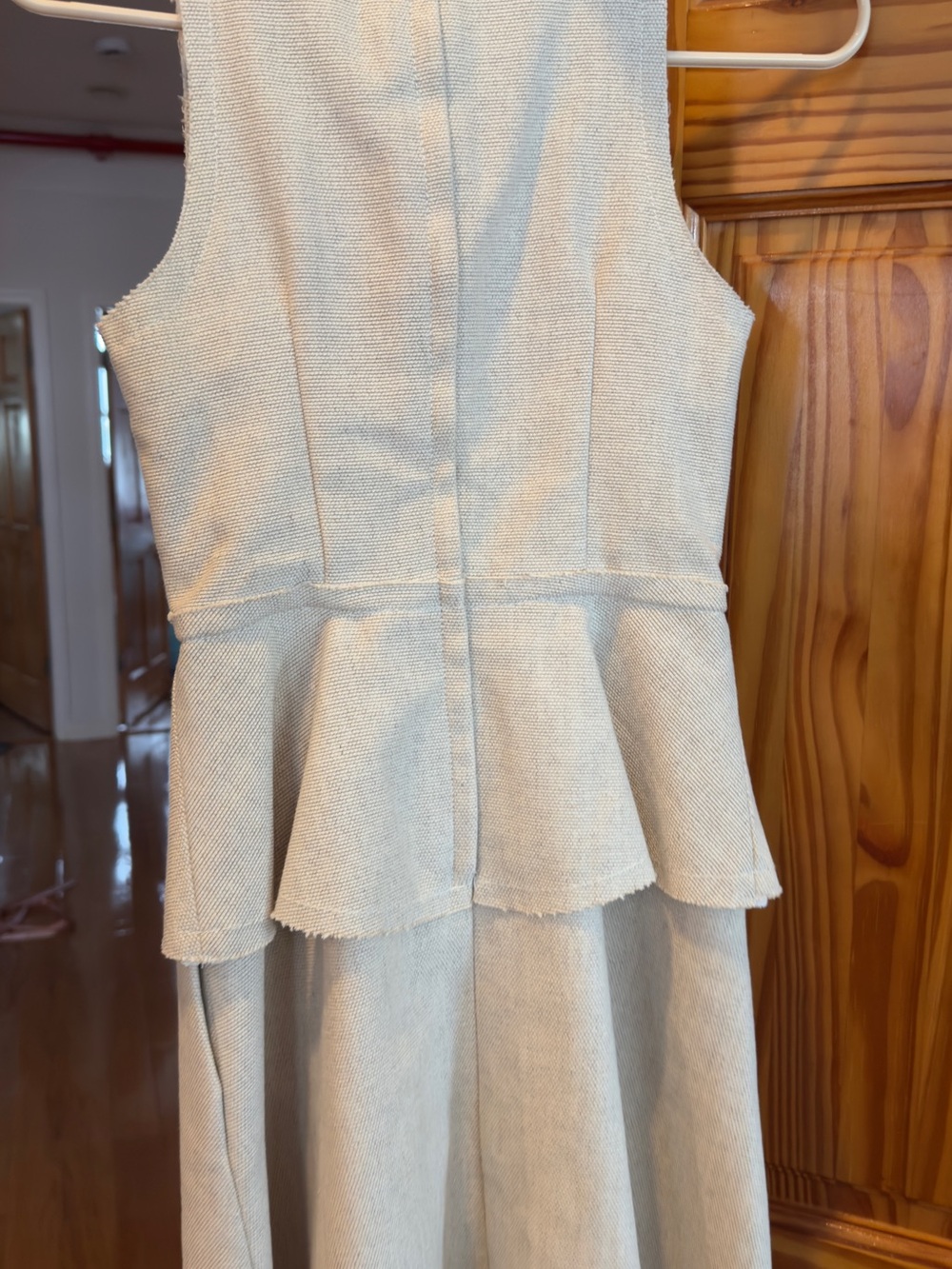 Banana Republic Cream Sleeveless Peplum Midi Dress
